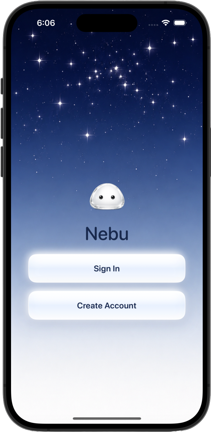 Nebu home screen
