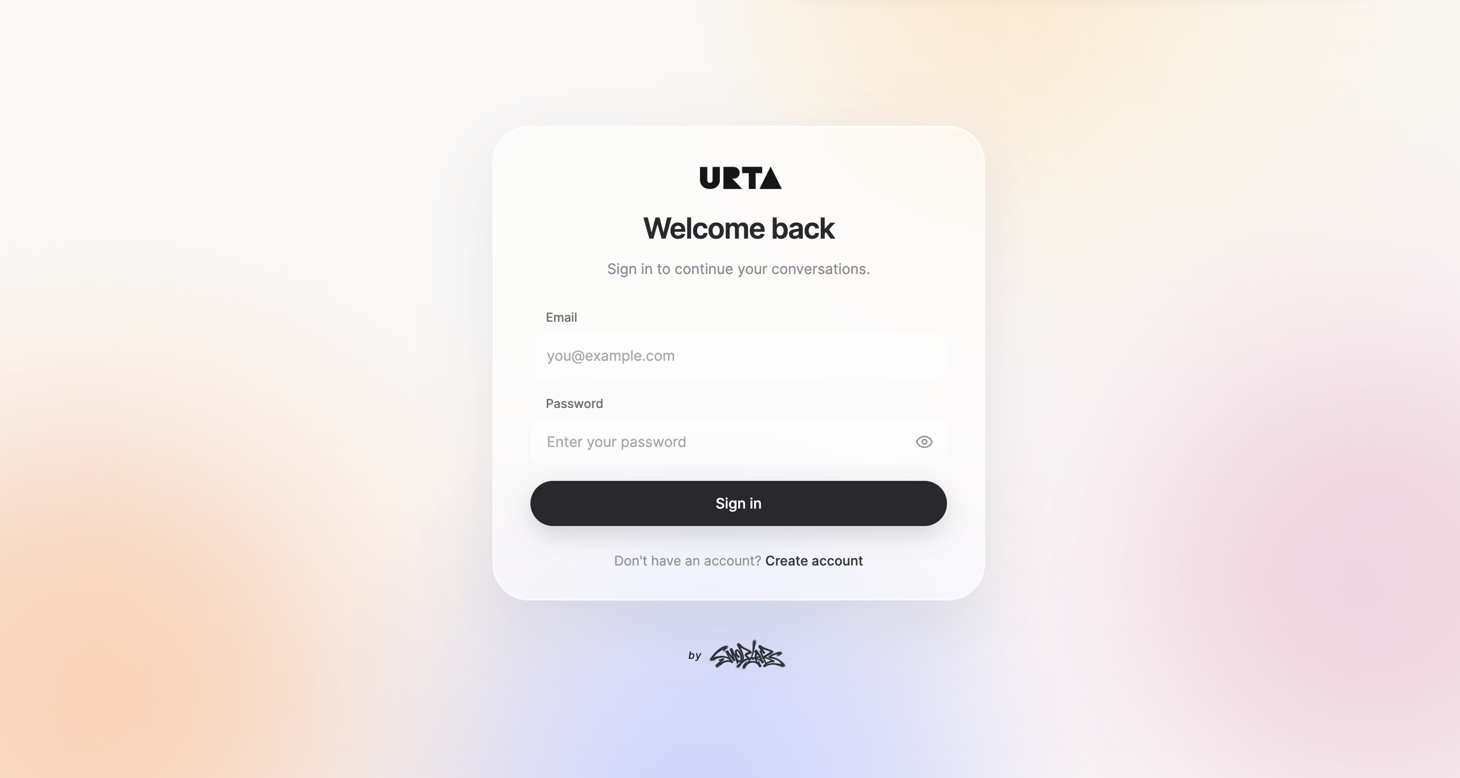 Urta sign in screen